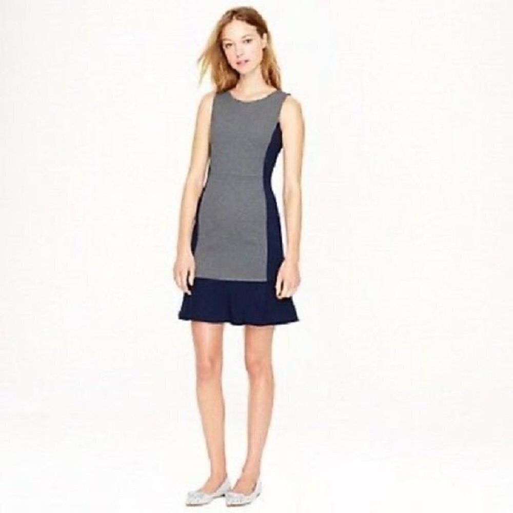J. Crew Knit Scoop Neck Sleeveless Dress Navy Gray Size 4